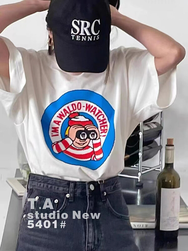 [TA +] Korean loose round neck short sleeve T-shirt 5401# XYY