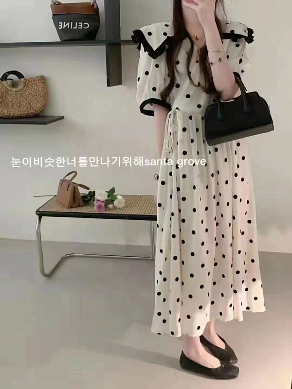 [spinach family] court storm point Pleated Dress 6966# HBx