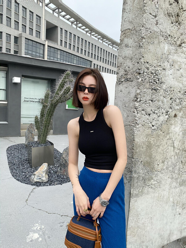 New year in early spring! [Za] high elastic tight sleeveless multicolor short bottomed vest 10382# LSL