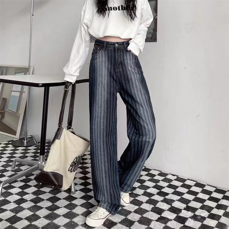 New year in early spring! [a +] Korean color matching striped jeans 5271# ozq