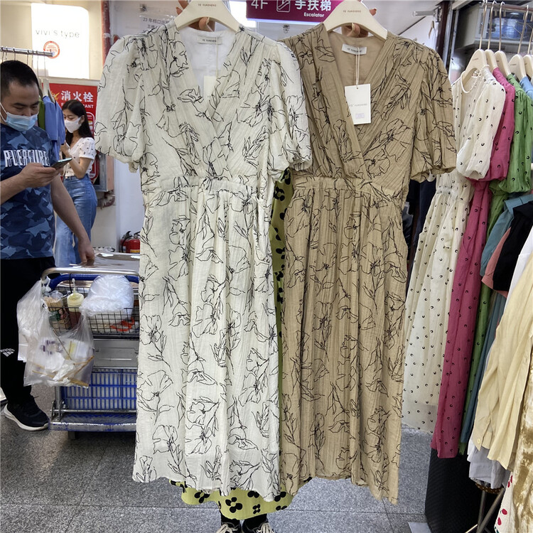 [Yunsheng] Korean flower V-neck dress 6726-1# L