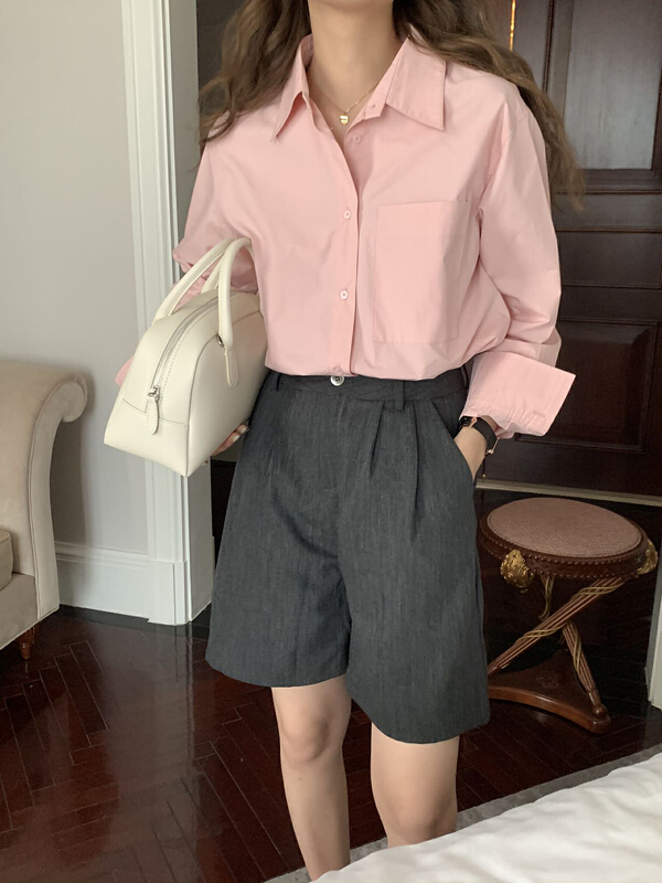 Early spring Shangxin [BL] Korean version simple basic versatile loose shirt c092472# cqw