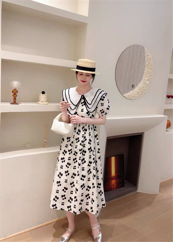 [Gusha] lotus leaf collar fashion color matching dress 6133# WPL