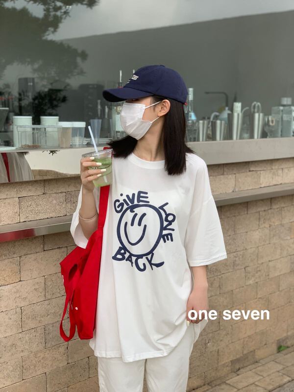 New in early summer! [one seven] smiling face loose Korean Short Sleeve T-shirt 3005-1# XYY