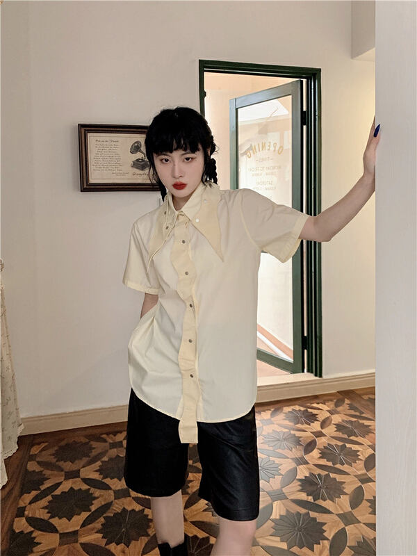 [AC] simple and versatile double collar shirt (with double detachable) 6909# JJ