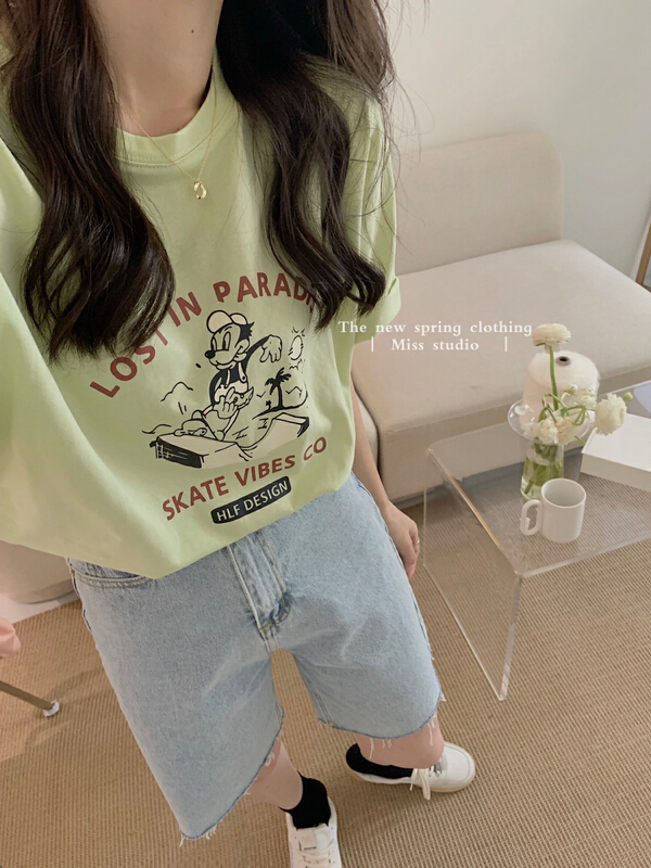 New in early summer! [miss miss miss home] Mickey pattern loose short sleeve T-shirt y8815# ZSY