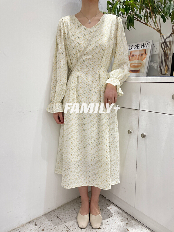 New year in early spring! [family +] Korean V-neck waist strap floral dress 22306# ozq