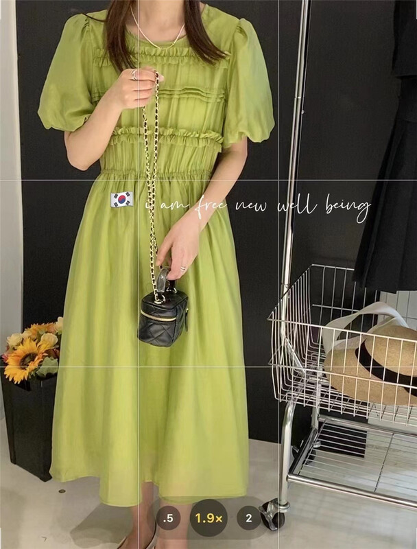 [free studio] Korean style round neck ear edge dress 2337# hjy