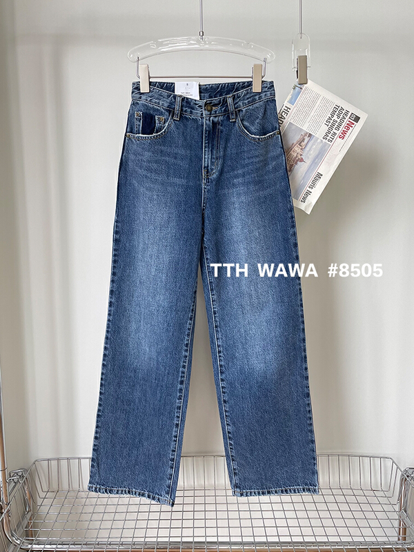 【WAWA】韓版休閒百搭直筒牛仔褲  8505#  OZQ