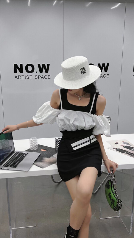 [ESU] white vest + design shirt set 3811# ozq