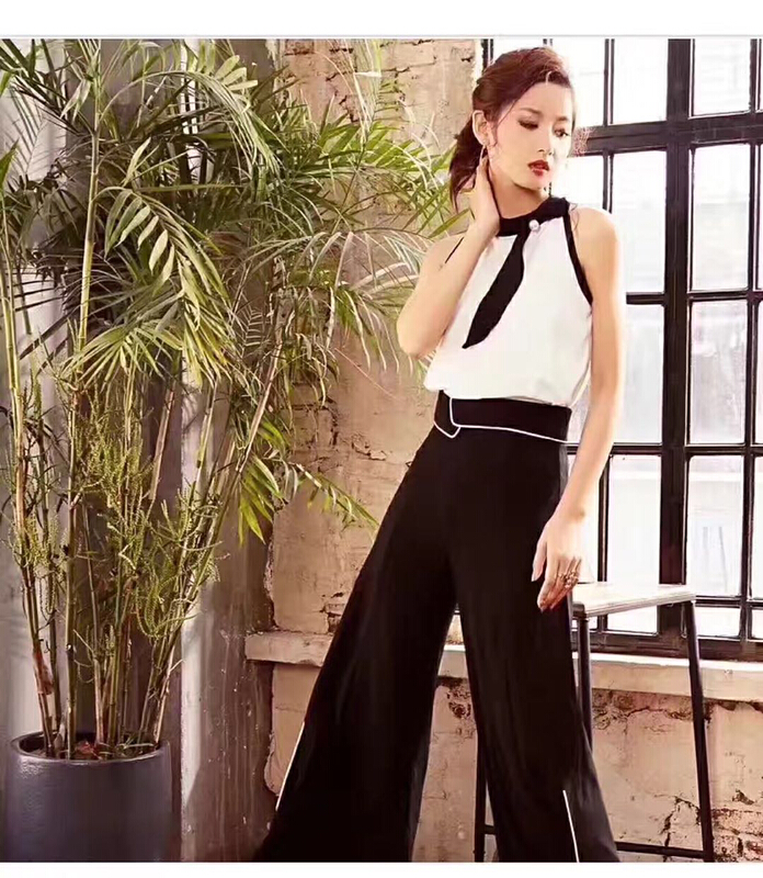 New in early summer! [Linna] temperament black and white contrast versatile vest / sling 025# zxx