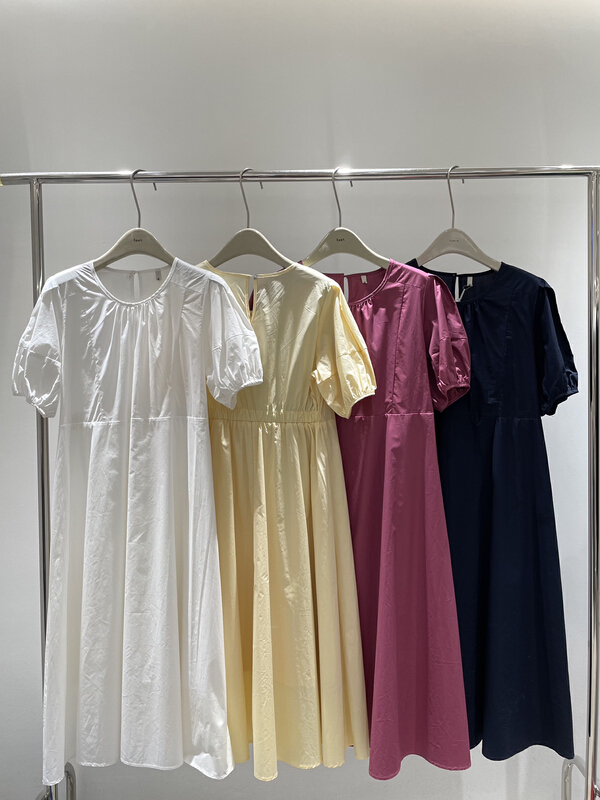 [5pet] French round neck bubble sleeve dress 2002# XYY