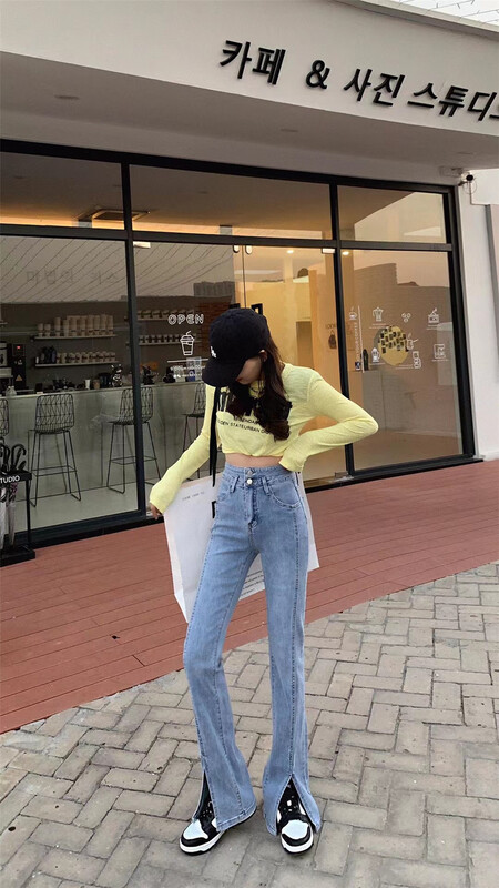 [Camille] Korean versatile slit design jeans k9115# ZSY