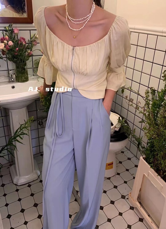 [AJ. Studio] high waist comfortable Korean trousers ys1-9218# ll