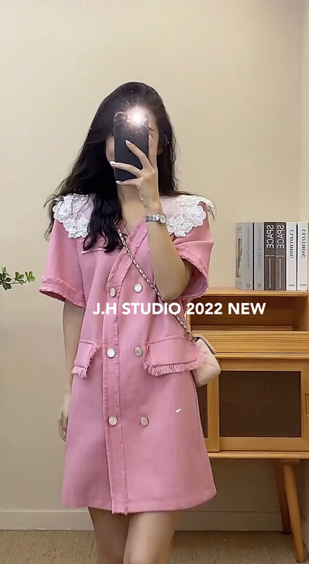 New in early summer! [JH] net red small fragrant doll collar tassel dress 41351# PCZ