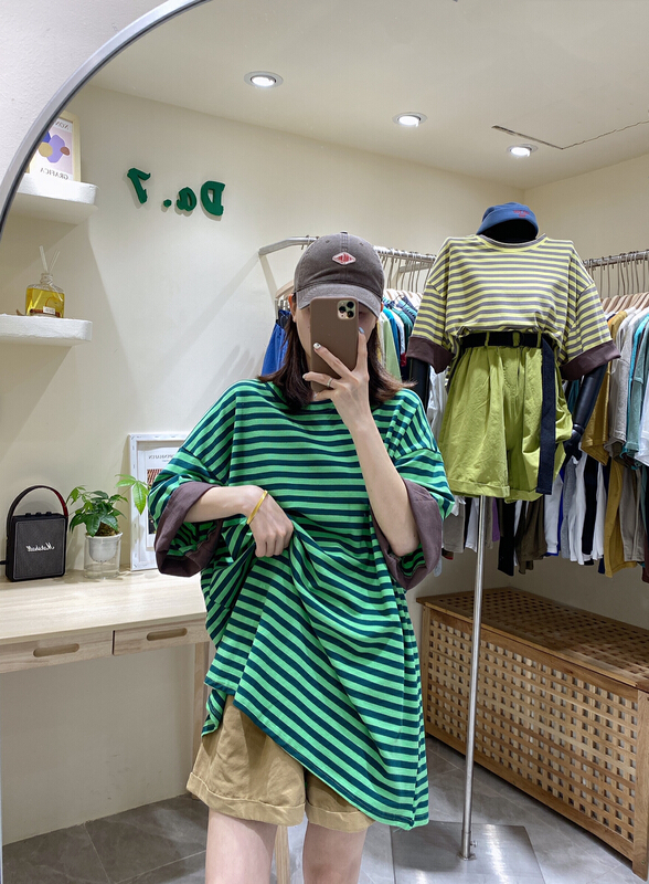 [da. 7] personalized loose stripe Casual Short Sleeve T-shirt 2552-1# LSL