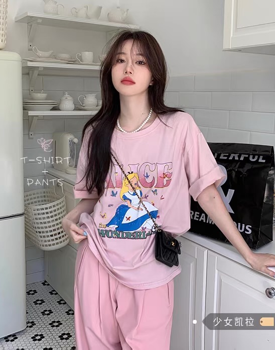 [G +] heavy industry Nail Drill Korean cartoon printed short sleeve T-shirt 1096# WTT