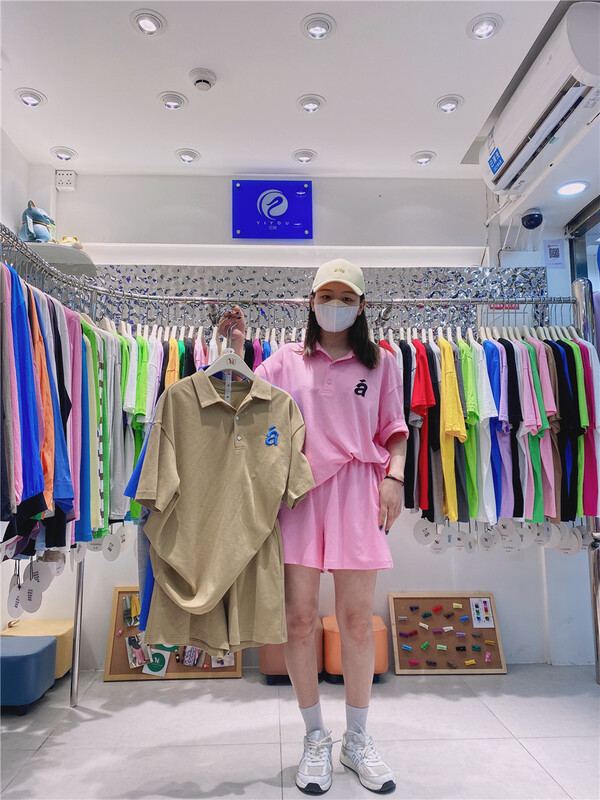 [Yishang & Yiyou] letter embroidered T-shirt + elastic waist casual Shorts Set 6308# LSW
