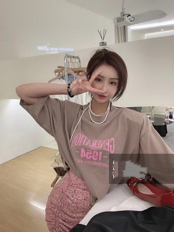 [M2 +] personalized contrast letters short sleeved T-shirt 8050# WTT
