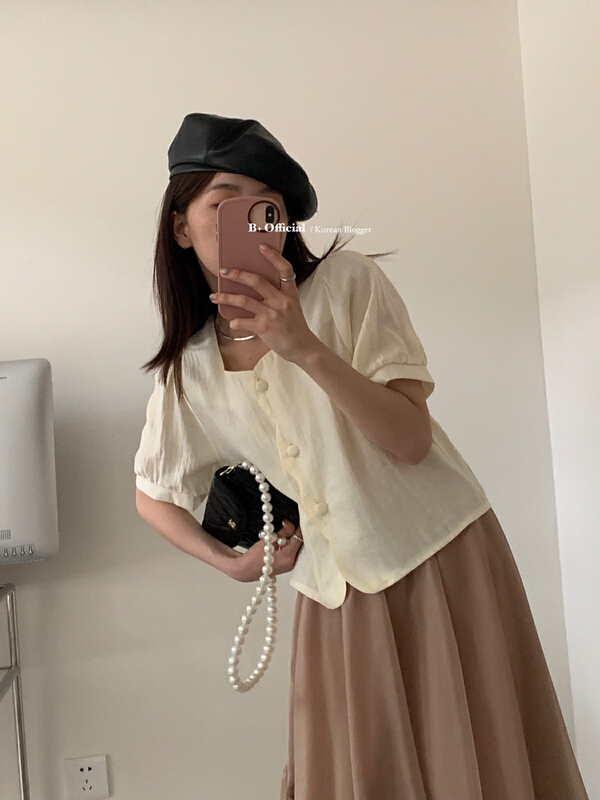 [B plus] simple solid color single breasted shirt 22-9442-2# HBx