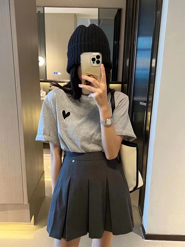 [xiaokoujia] Korean version versatile simple love embroidery short sleeve T-shirt 80520# WTT