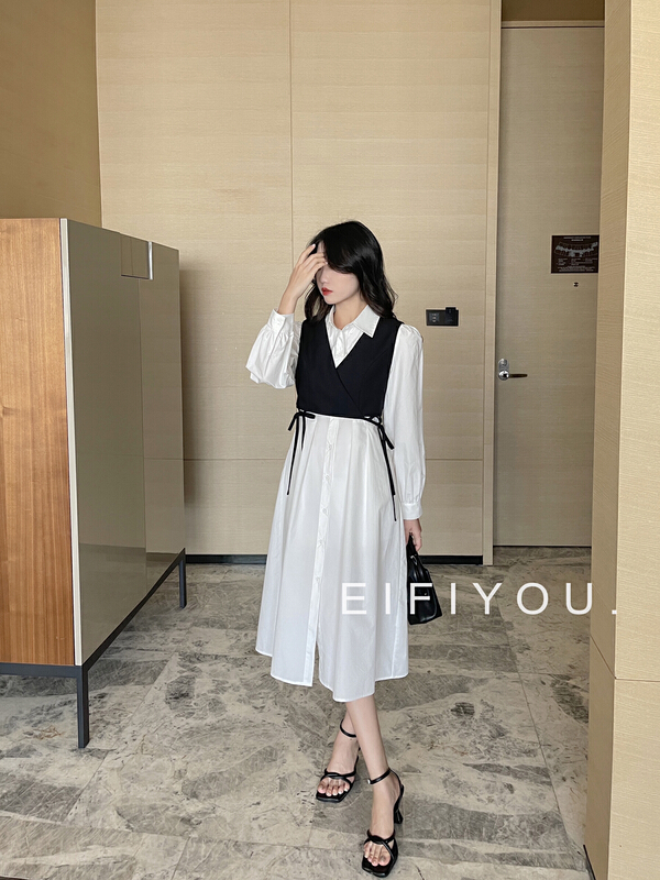 New year in early spring! [EI fi you] simple and atmospheric Shirt Dress + solid color versatile comfortable vest suit (with vest) 1901# LSL
