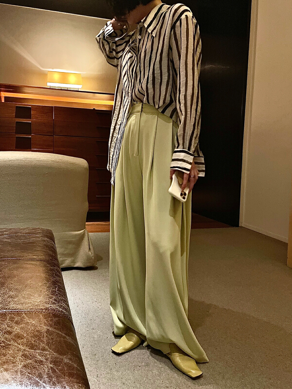 New in early summer! [cottoncandy] advanced drape feeling, high waist and wide leg trousers 22s391# XJ