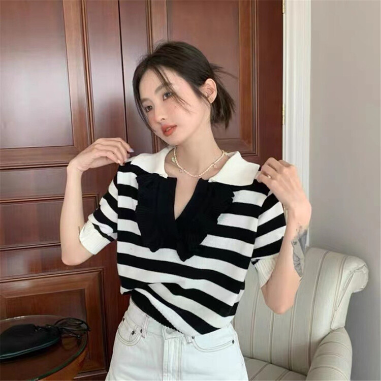 [mozr] striped slim fit sweater 0002# XYJ