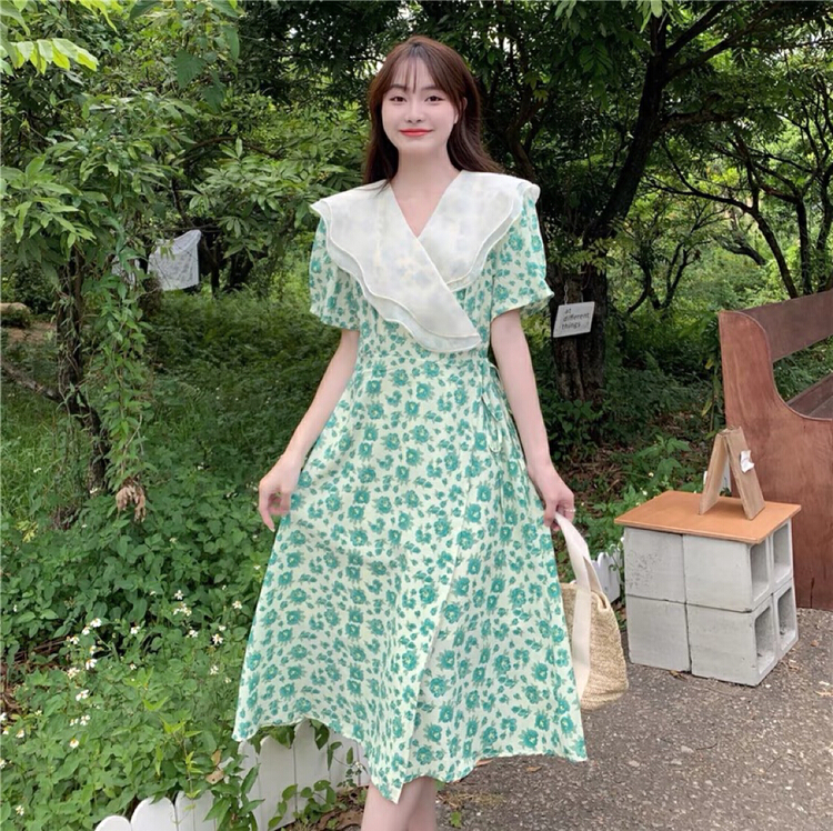 【TWINS】韓系甜美碎花一片式荷葉領連衣裙  8829#  HJY
