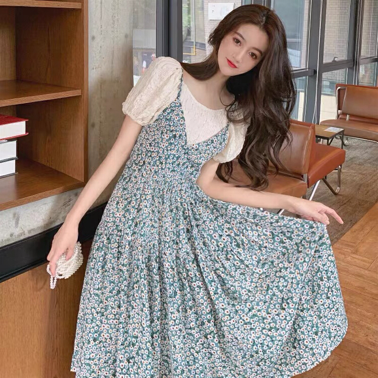 [Huaxi] round neck versatile blouse + slim suspender dress two piece suit 9015# PCZ