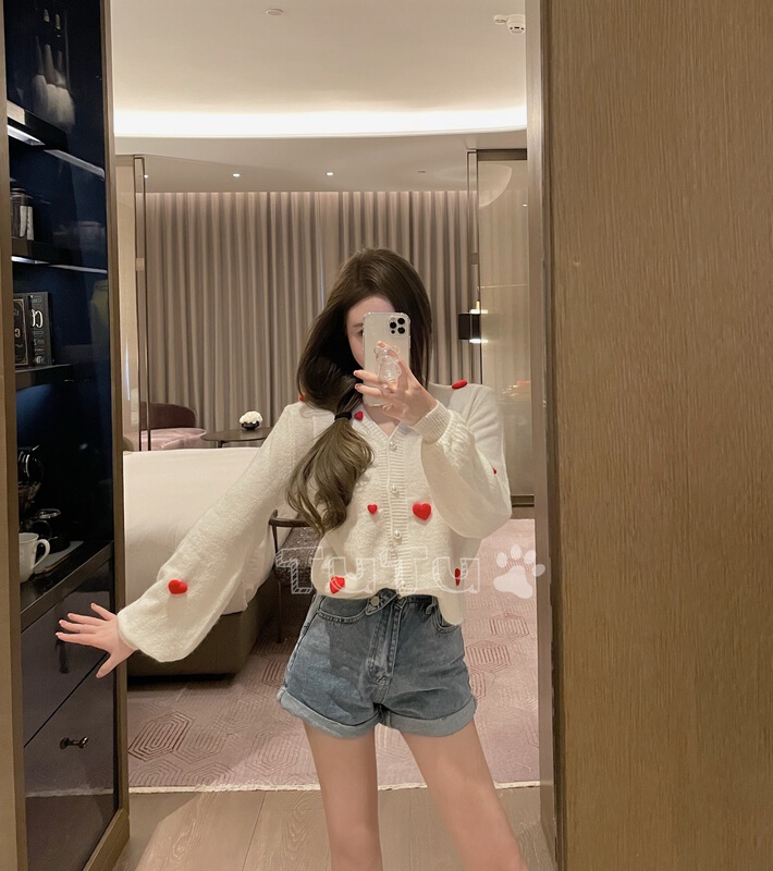 [Tutu] Korean love short knitted cardigan 68190# cqw