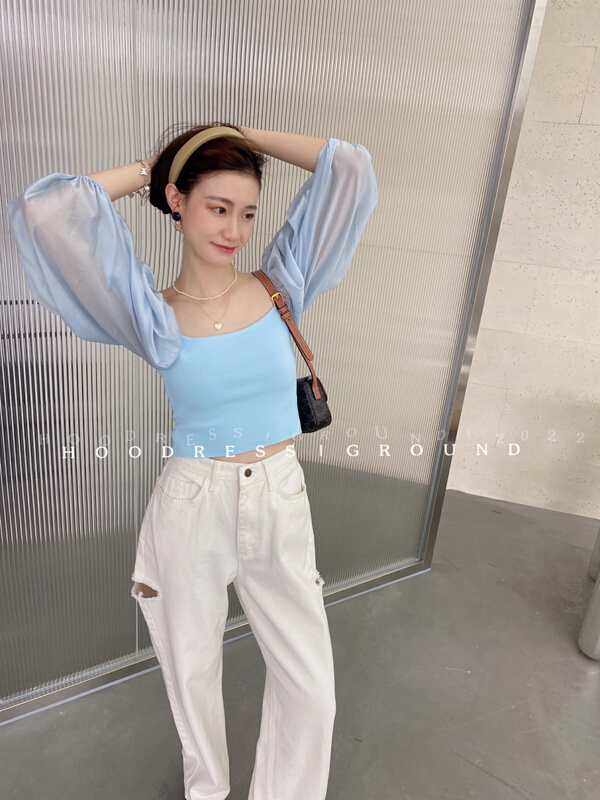 [huohuohuo hoodress] Korean version simple and versatile small shirt j21208# ozq