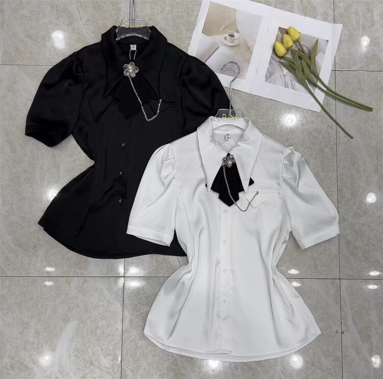 [d.ina] fashionable and versatile comfortable shirt (detachable with Brooch) 159# JJ