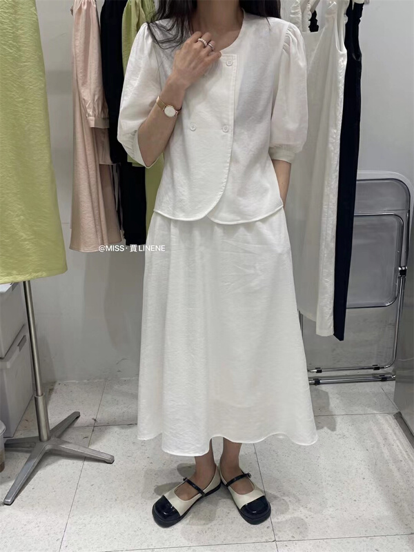 New in early summer! [Miss Jia] simple solid color comfortable blouse + Korean Ladies slim skirt suit 3350# XYY