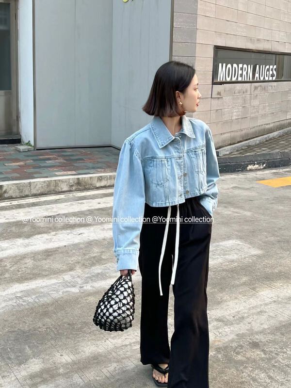 New year in early spring! [yoomini] Korean fashion short denim jacket c12447# jhy