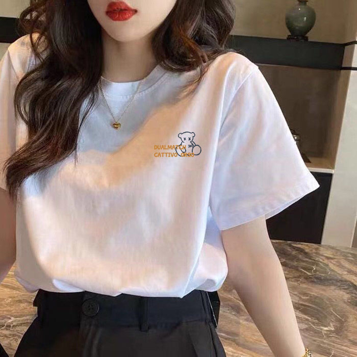 [three thousand gold] Korean print round neck Pullover short sleeve T-shirt 8061# ll