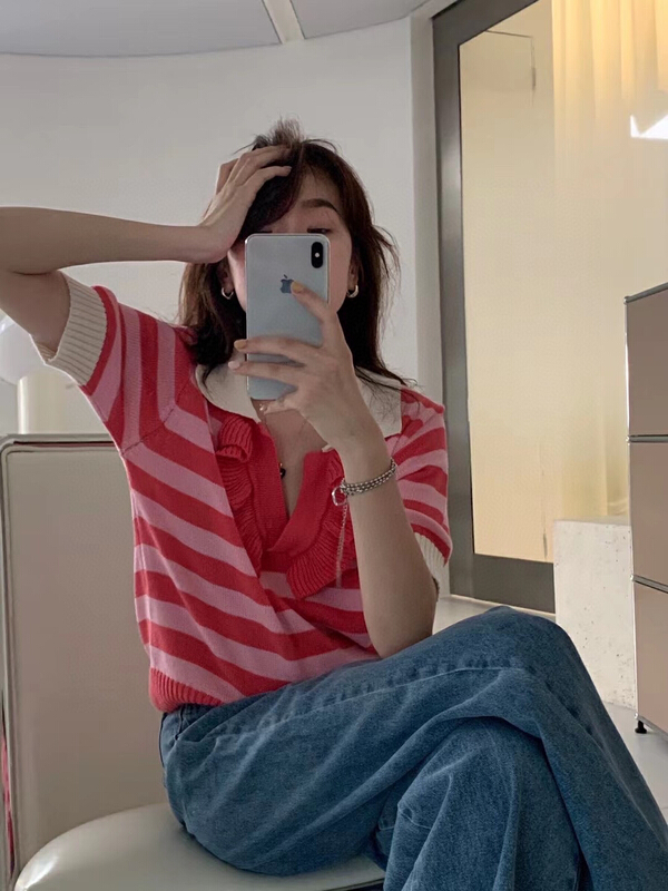 [wgwe] Korean striped versatile sweater 1857# PCZ