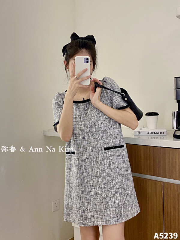 [Mi Xiang] Korean fashion color contrast dress 5239# hjy