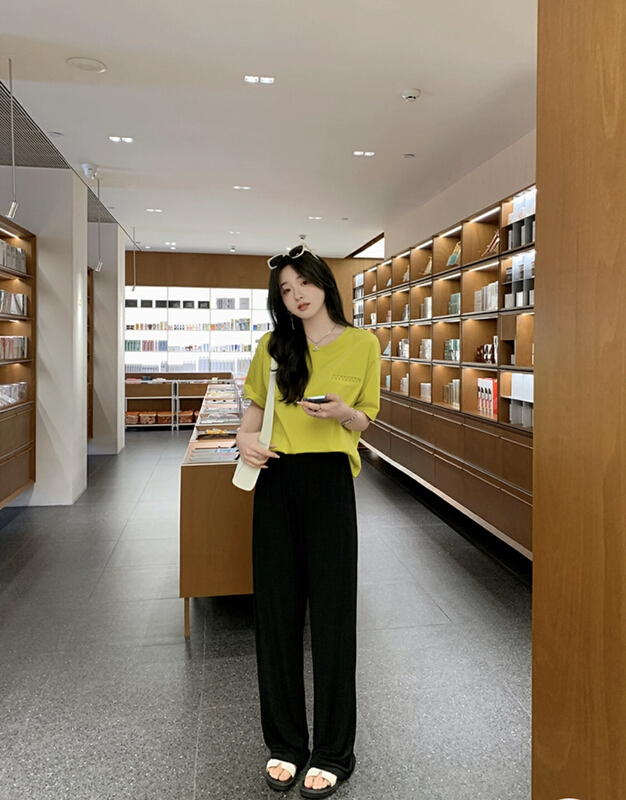 [S.J] high waist slim wide leg casual pants 2232# LSW