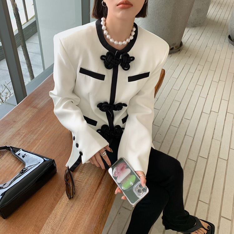早春上新!【PENNY VOGUE】拼色設計感寬鬆復古短外套  65172#  LSL