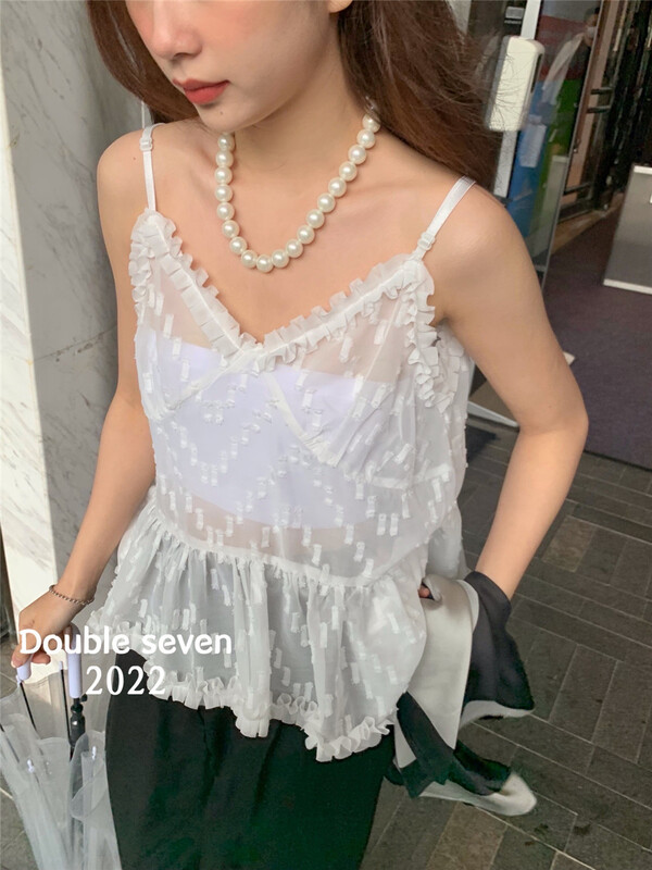 [double seven] gentle and gentle temperament, ear tank / sling 27903# zxx