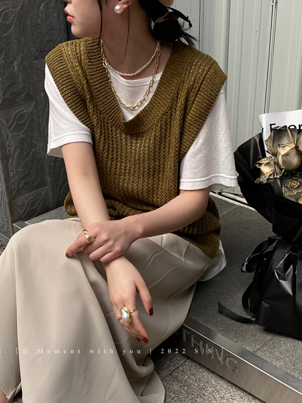 [moment with you] casual and versatile round neck vest / sling 1505# LSW
