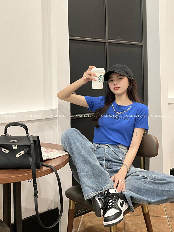 New in early summer! [TA +] Korean alphabet versatile short sleeve T-shirt 5538# XYY