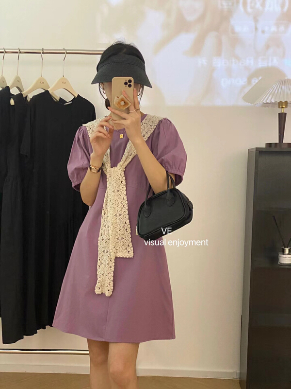 [ve] simple, loose and slim dress (with shawl) 19281# HBx