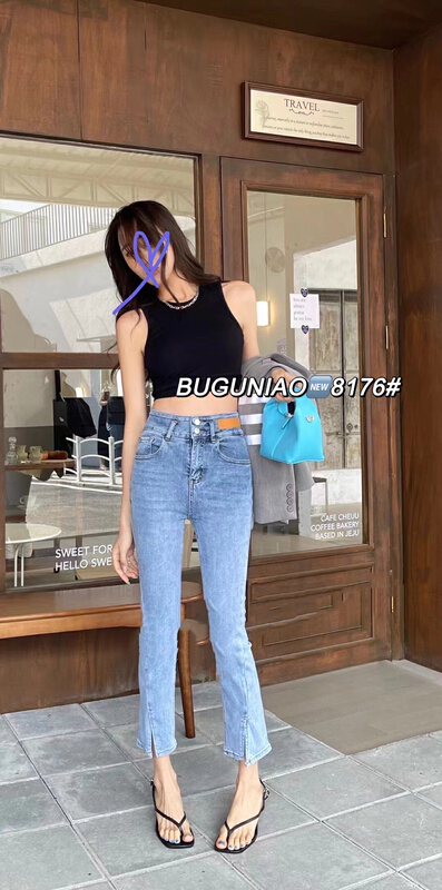 [cuckoo] stretch slit straight jeans 8176# WTT