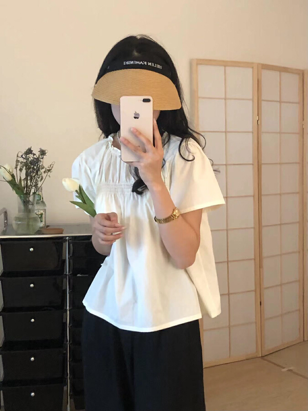 [tototellme] simple and versatile loose foam sleeve blouse 20476# HBx