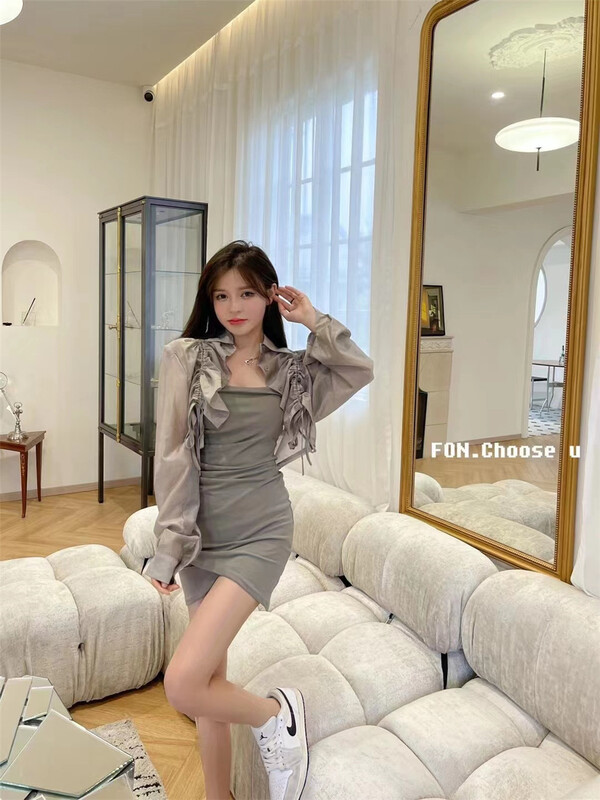 [FC] Korean drawstring suspender dress 1111# PCZ