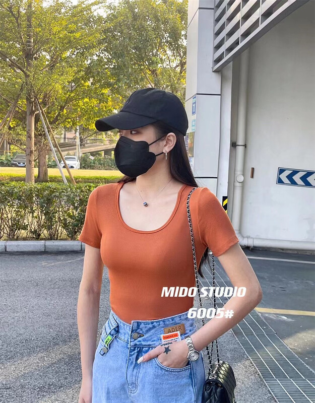 New in early summer! [Mido] round neck simple casual shirt 6005# LSL