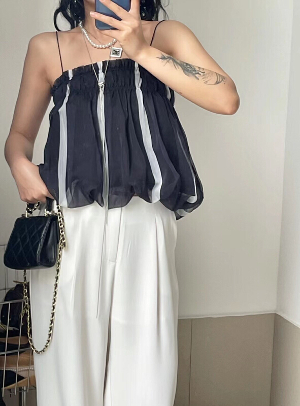 [Kiki] simple temperament suspender shirt 1298# ozq