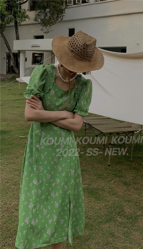 [Koumi] Korean Style Floral square neck dress 633# CSX